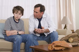 Father and son talking