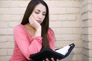 Woman reading day planner