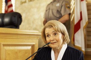 Senior woman testifying