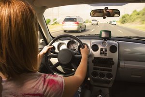 Woman driving car