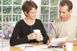 Couple paying bills